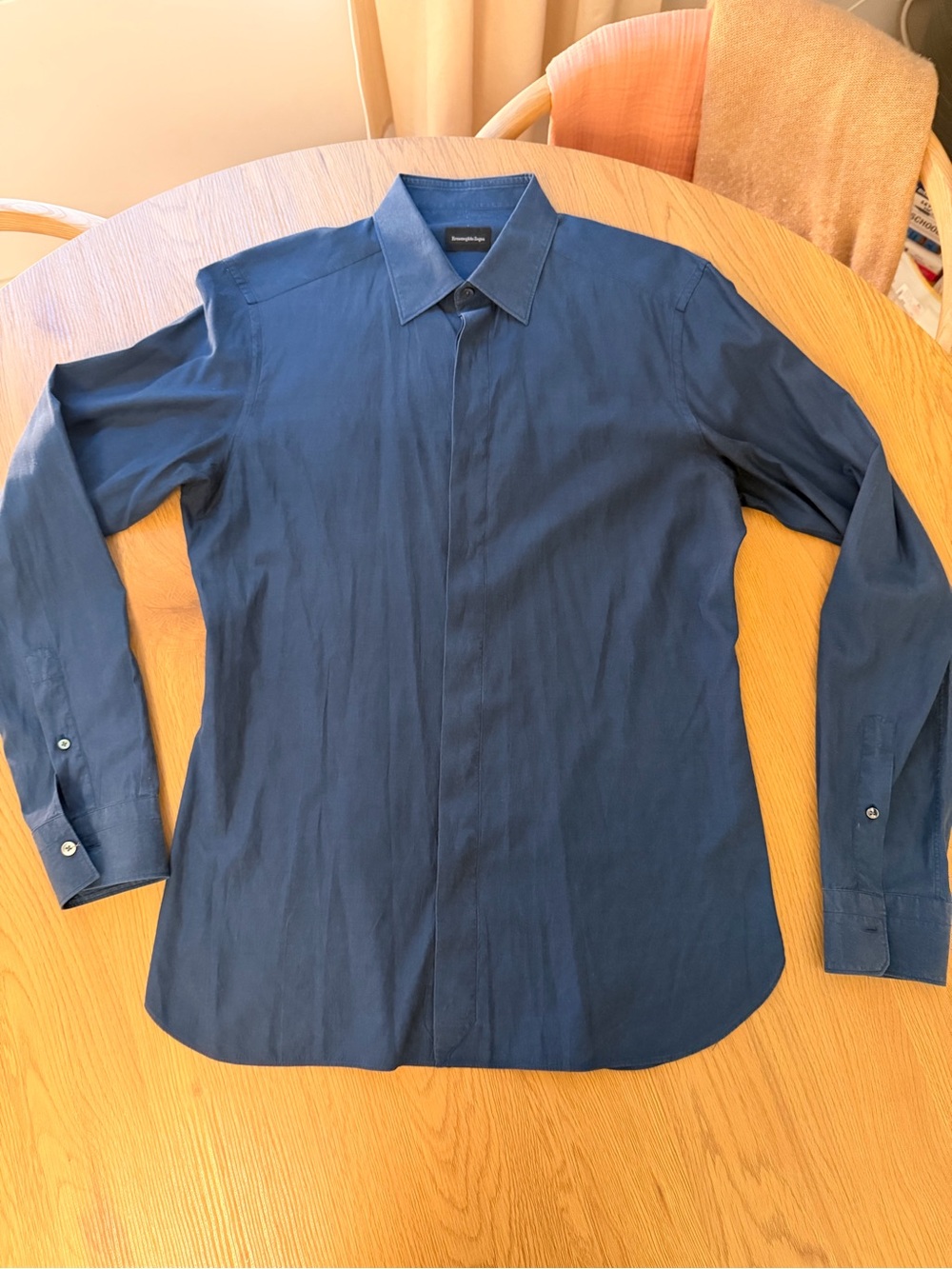 Ermenegildo Zegna Men's Navy Long-Sleeve Dress Shirt